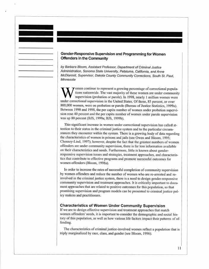 Gender-Responsive Supervision and Programming for Women Offenders